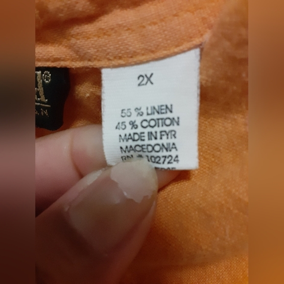 Harve Benard Women's Linen Button Up Shirt Peach Orange Color Size 2X - Picture 4 of 4